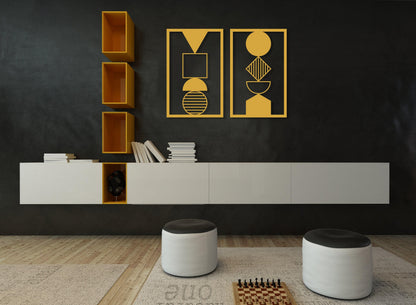 Modern Metal Wall Art Set of 2, Geometric Abstract Wall Art, Home Office Decor, Contemporary Art, Unique Minimalist Wall Art, Metal Line Art