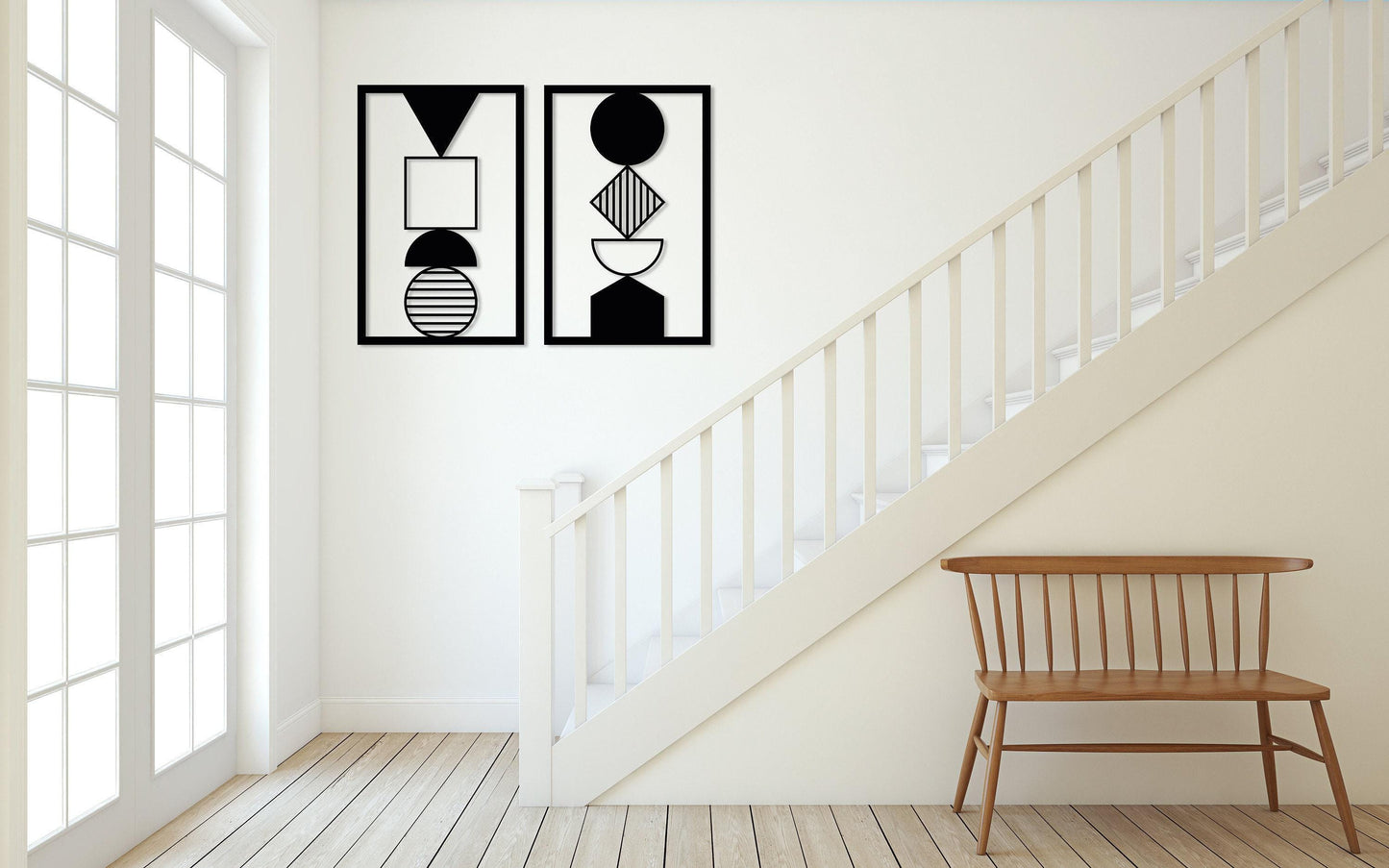 Modern Metal Wall Art Set of 2, Geometric Abstract Wall Art, Home Office Decor, Contemporary Art, Unique Minimalist Wall Art, Metal Line Art
