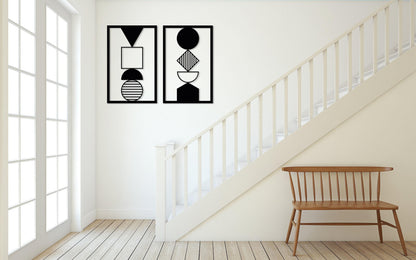 Modern Metal Wall Art Set of 2, Geometric Abstract Wall Art, Home Office Decor, Contemporary Art, Unique Minimalist Wall Art, Metal Line Art