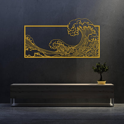 The Great Wave Metal Wall Art, Large Kanagawa Decor, Hokusai Katsushika Art, Japanese Modern Home Decor, Art Lovers Gift, Living Room Decor