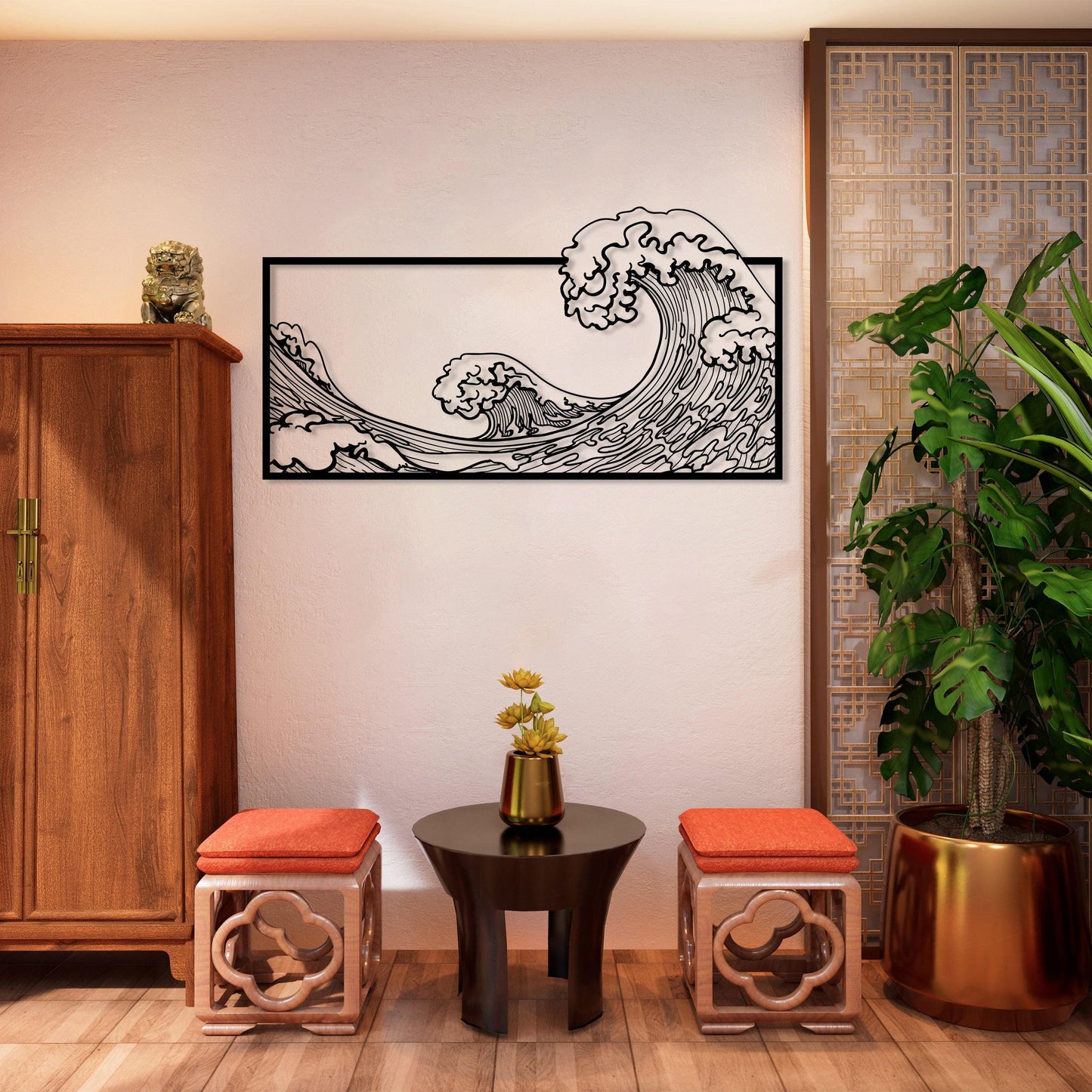 The Great Wave Metal Wall Art, Large Kanagawa Decor, Hokusai Katsushika Art, Japanese Modern Home Decor, Art Lovers Gift, Living Room Decor