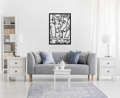 Modern Faces Metal Wall Art, Metal Cubism Faces Wall Art, Minimalist Abstract Wall Decor, Art Lovers Gift,Living room Decor,Large Wall Art