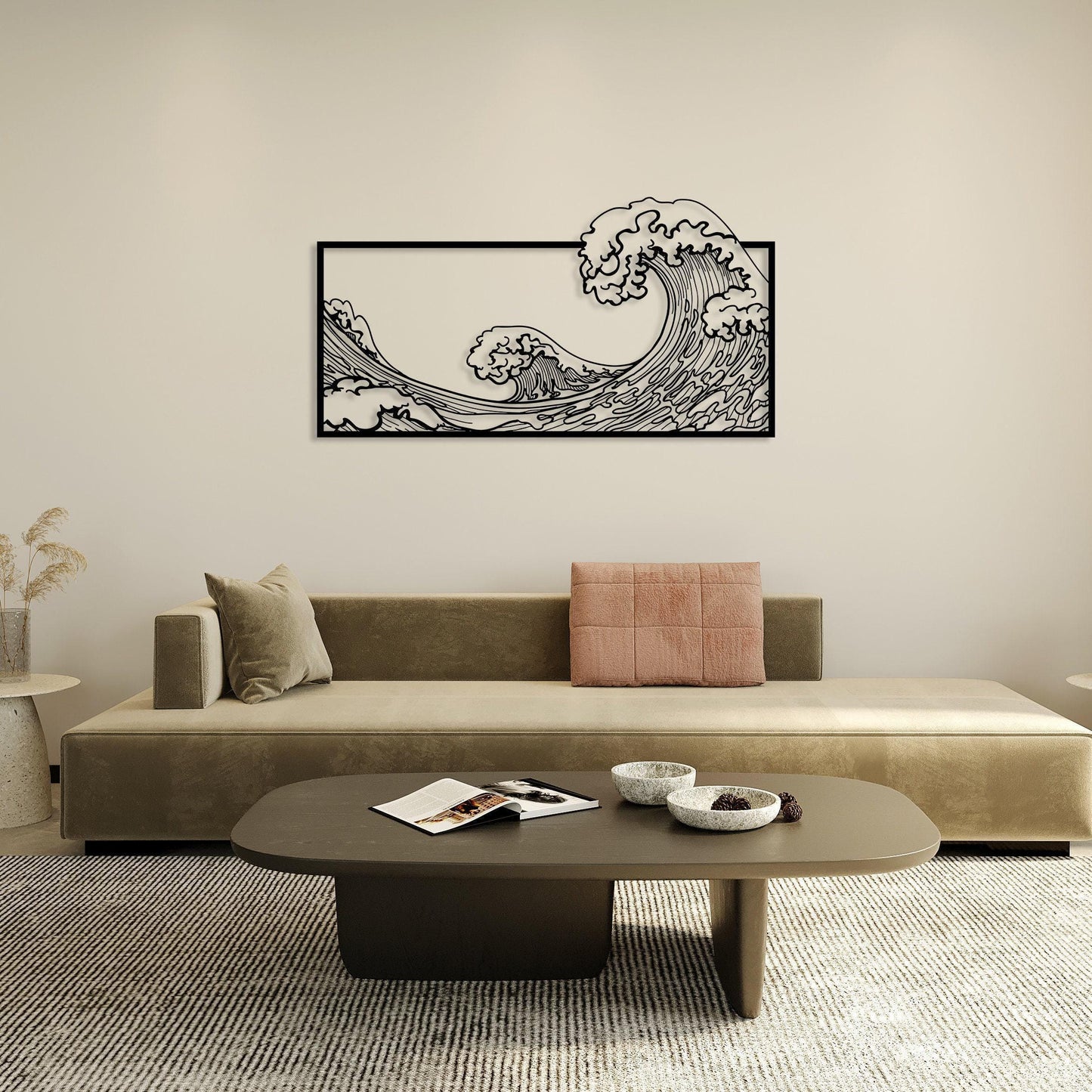 The Great Wave Metal Wall Art, Large Kanagawa Decor, Hokusai Katsushika Art, Japanese Modern Home Decor, Art Lovers Gift, Living Room Decor