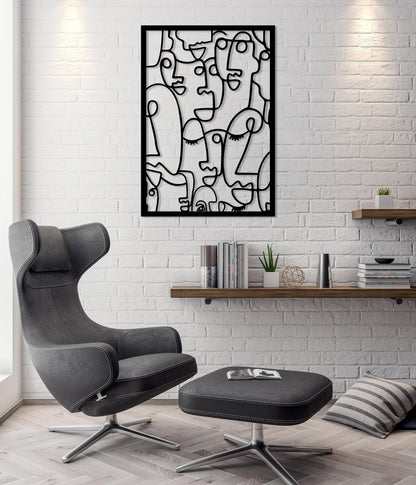 Modern Faces Metal Wall Art, Metal Cubism Faces Wall Art, Minimalist Abstract Wall Decor, Art Lovers Gift,Living room Decor,Large Wall Art