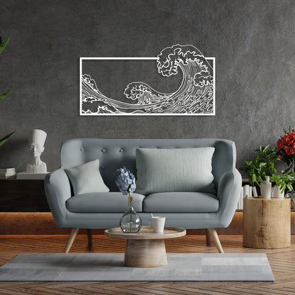 The Great Wave Metal Wall Art, Large Kanagawa Decor, Hokusai Katsushika Art, Japanese Modern Home Decor, Art Lovers Gift, Living Room Decor