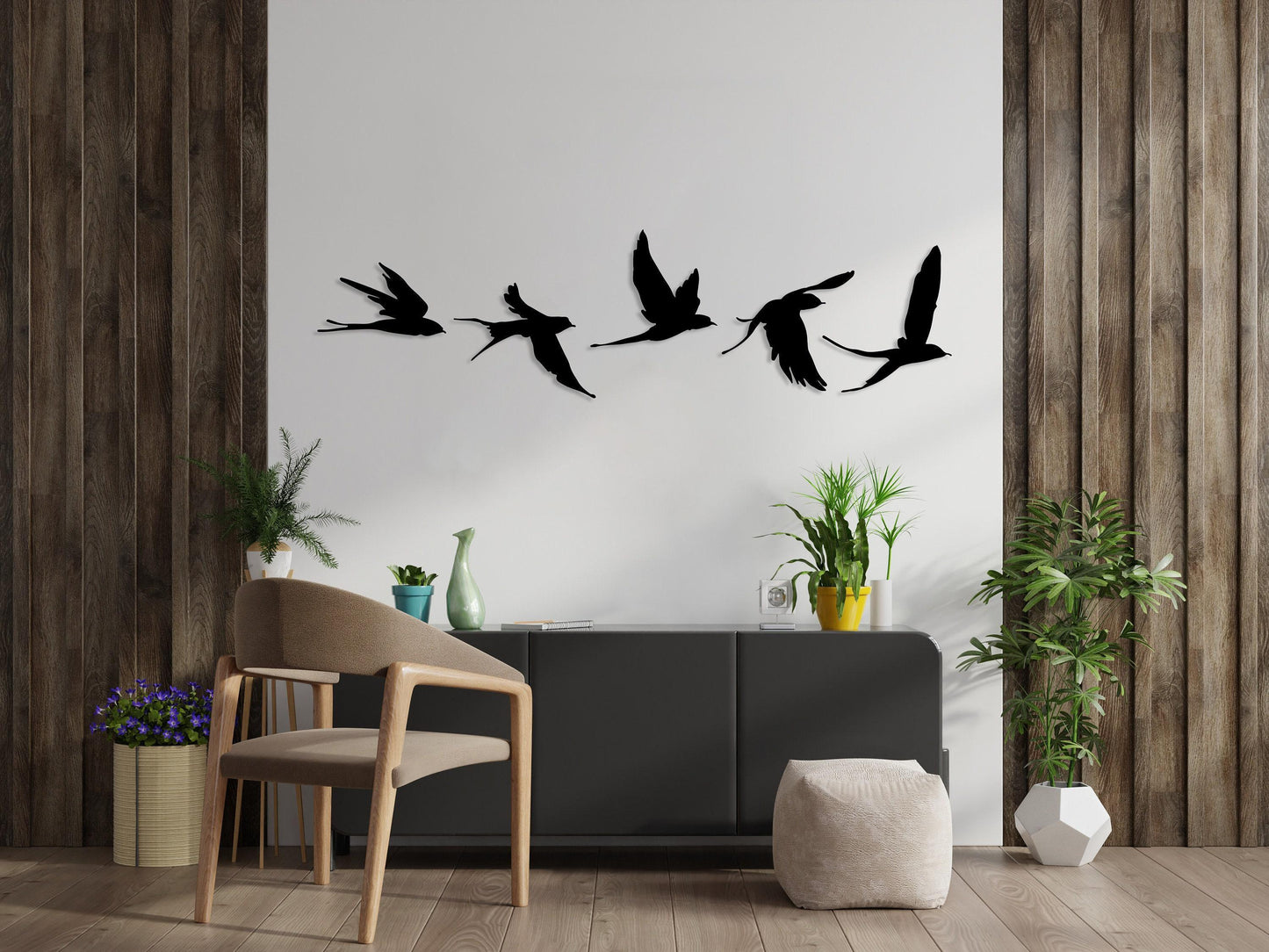 Birds Metal Wall Decor Set of 5, Metal Garden Decor, Minimal Birds Wall Art, Housewarming Gift, Unique Home Decor, Earthy Wall Decor, Birds