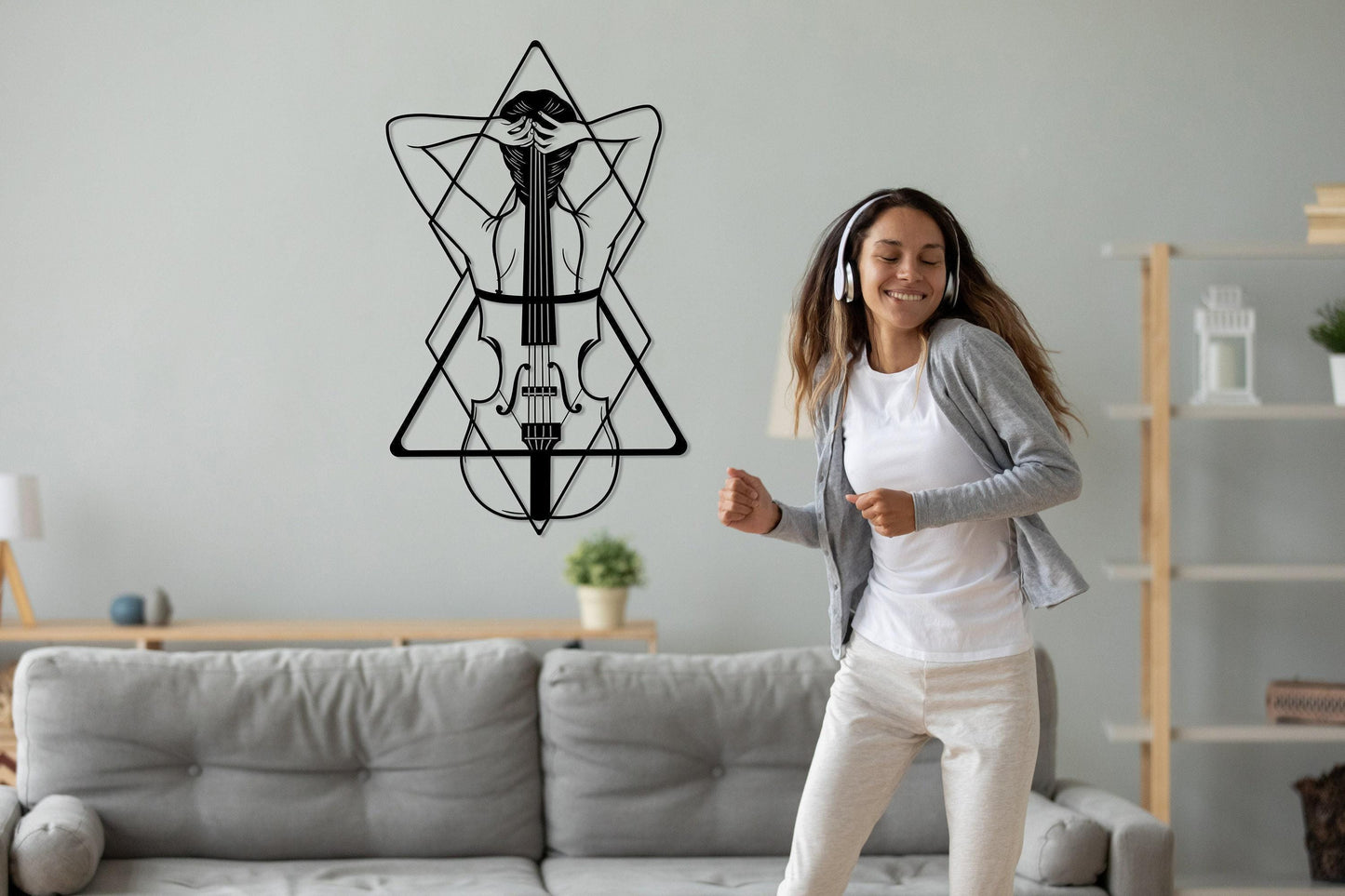 Violin Metal Wall Art with Woman, Violin Music Instrument Wall Decor, Music Wall Art, Living room Decor, Music Lover Gift,Abstract Woman Art