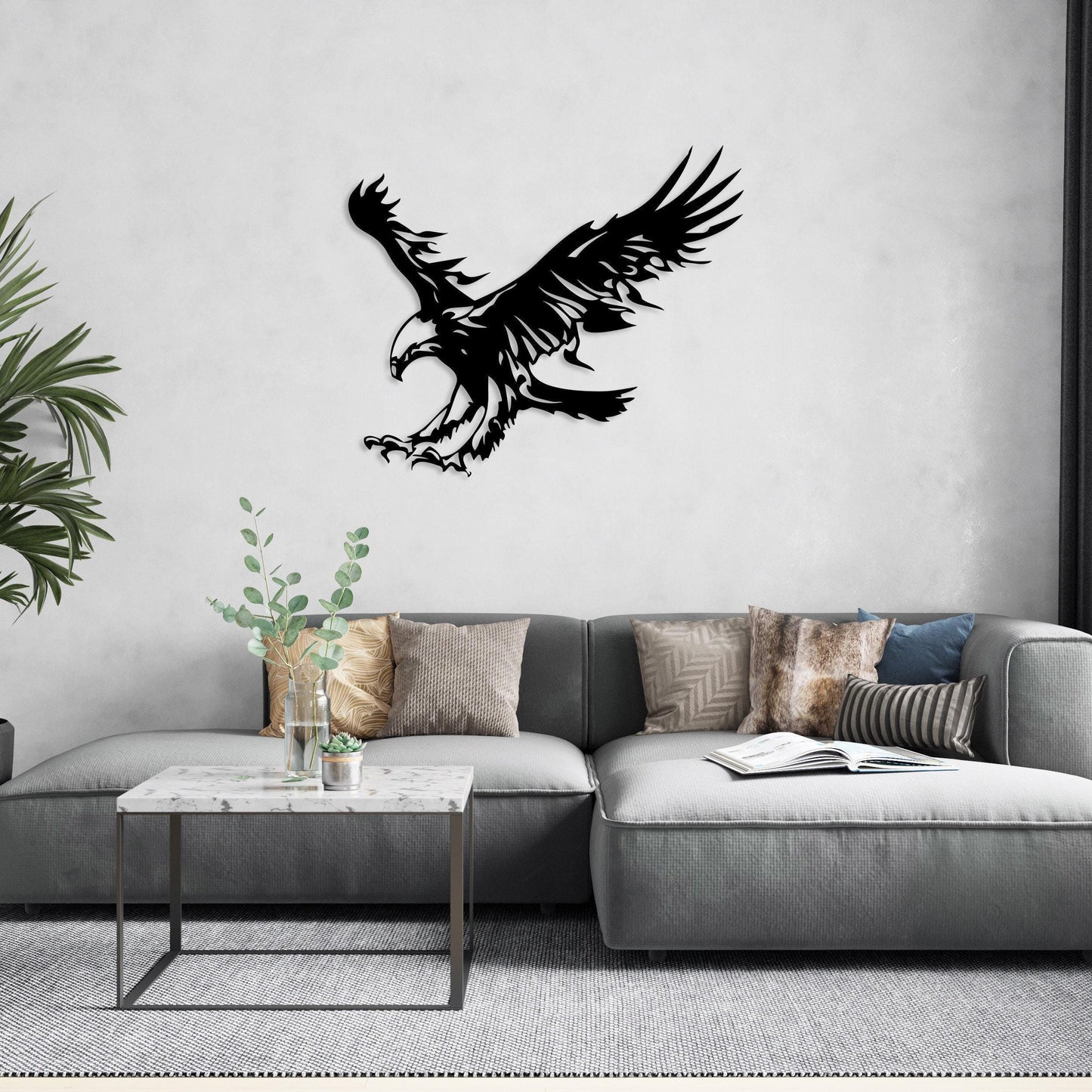 Metal Large Eagle Wall Art, Animal Wall Art, Eagle Decor, Nature Lovers Gift, Unique Design Adler Wall Art, Living Room Decor, Farmhouse Art