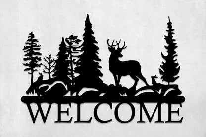 Metal Welcome Sign, Large Nature Decor With  Tree Forest, Front Door Sign, Housewarming Gift, Farmhouse Decor,Realtor Closing Gift,Cabin Art
