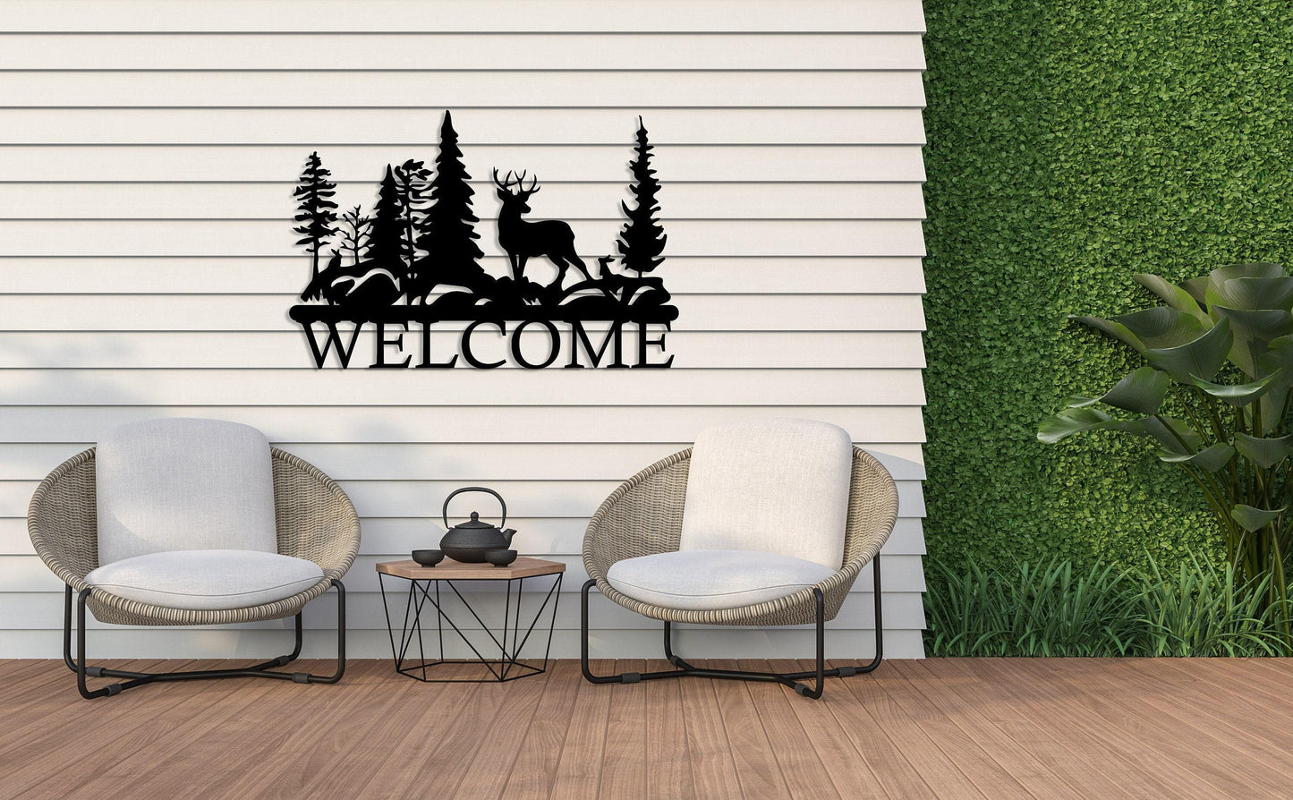 Metal Welcome Sign, Large Nature Decor With  Tree Forest, Front Door Sign, Housewarming Gift, Farmhouse Decor,Realtor Closing Gift,Cabin Art