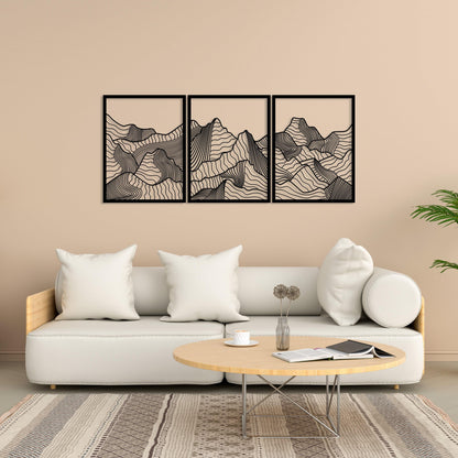 Minimalist Mountain Metal Wall Art Set of 3, Modern Home Decor, Mountain Range Wall Art, Earthly Wall Decor, Nature Wall Art,Living Room Art