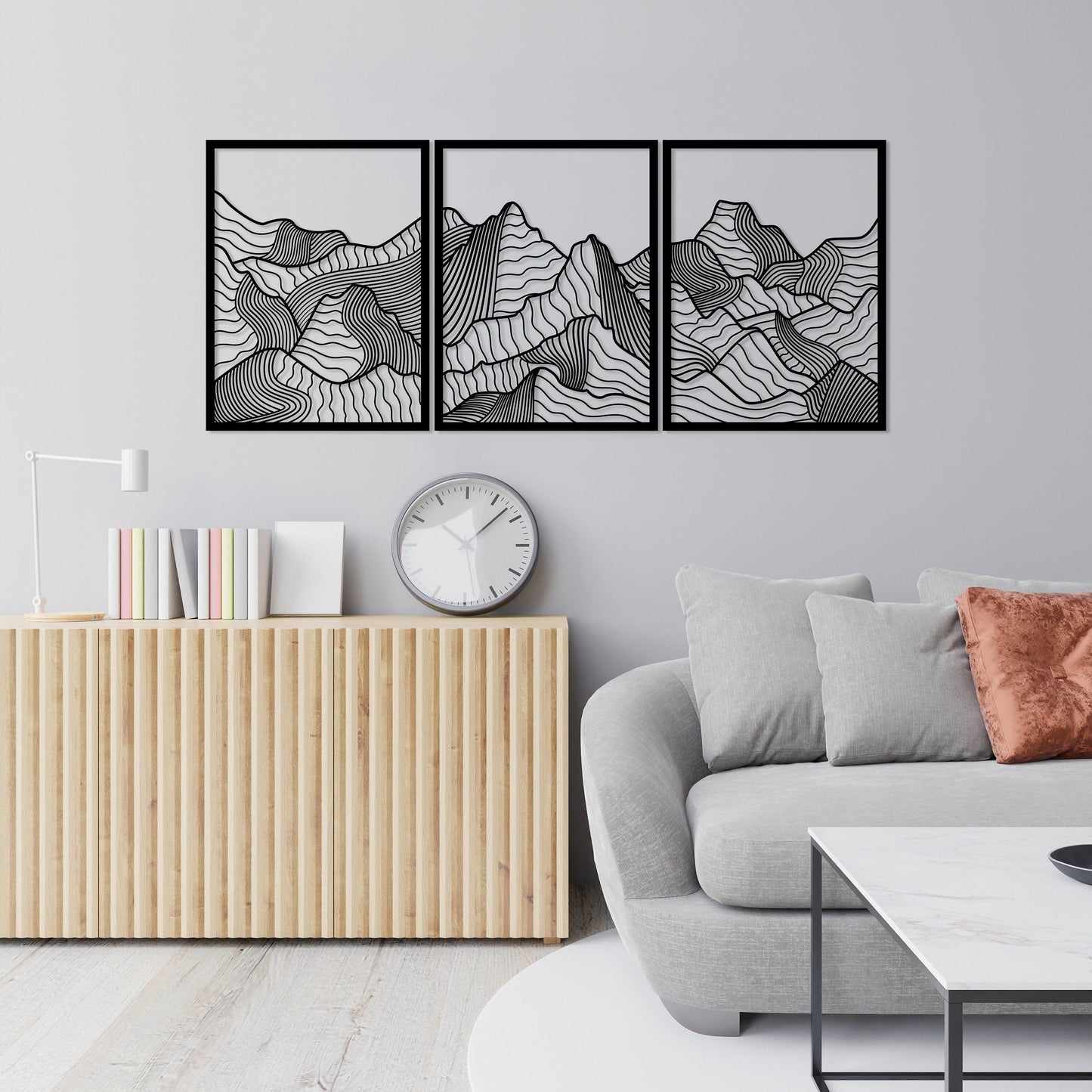 Minimalist Mountain Metal Wall Art Set of 3, Modern Home Decor, Mountain Range Wall Art, Earthly Wall Decor, Nature Wall Art,Living Room Art