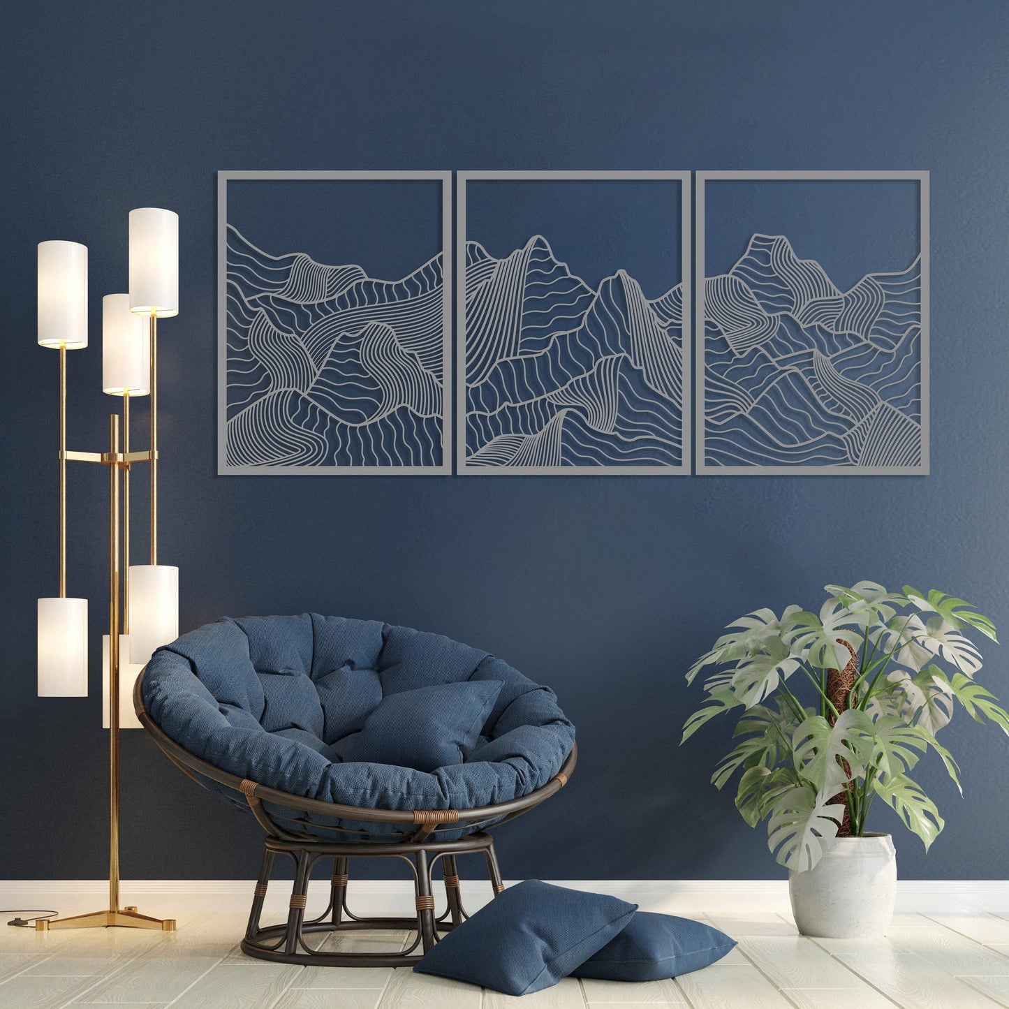 Minimalist Mountain Metal Wall Art Set of 3, Modern Home Decor, Mountain Range Wall Art, Earthly Wall Decor, Nature Wall Art,Living Room Art