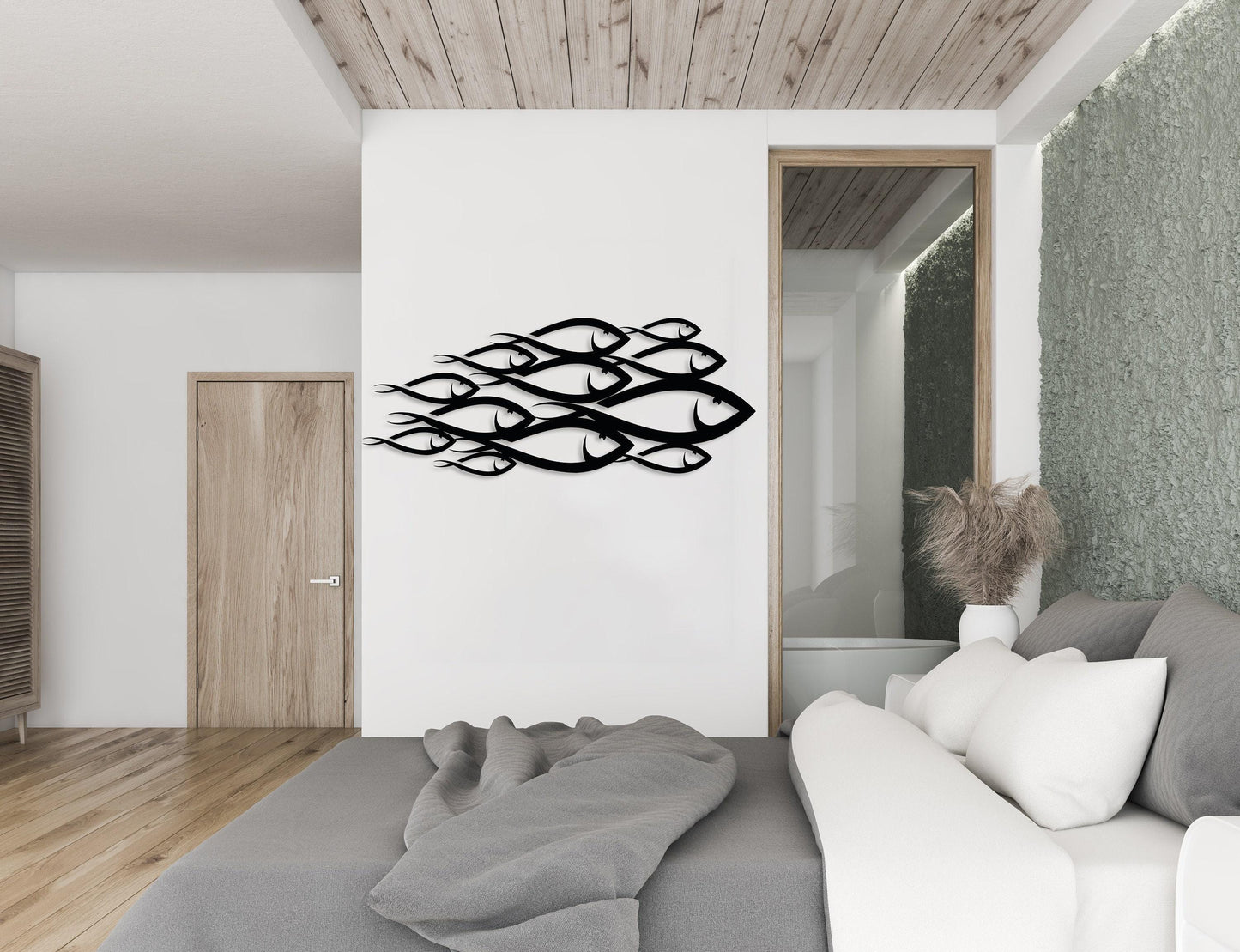 School of Fish Metal Wall Art, Unique Home Decor, Interior Wall Art, Family Fish Decor, Nautical Wall Decor, Large Sign, Housewarming Gift