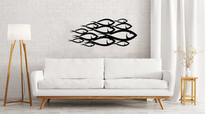 School of Fish Metal Wall Art, Unique Home Decor, Interior Wall Art, Family Fish Decor, Nautical Wall Decor, Large Sign, Housewarming Gift