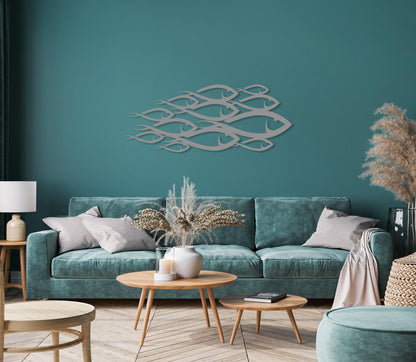 School of Fish Metal Wall Art, Unique Home Decor, Interior Wall Art, Family Fish Decor, Nautical Wall Decor, Large Sign, Housewarming Gift