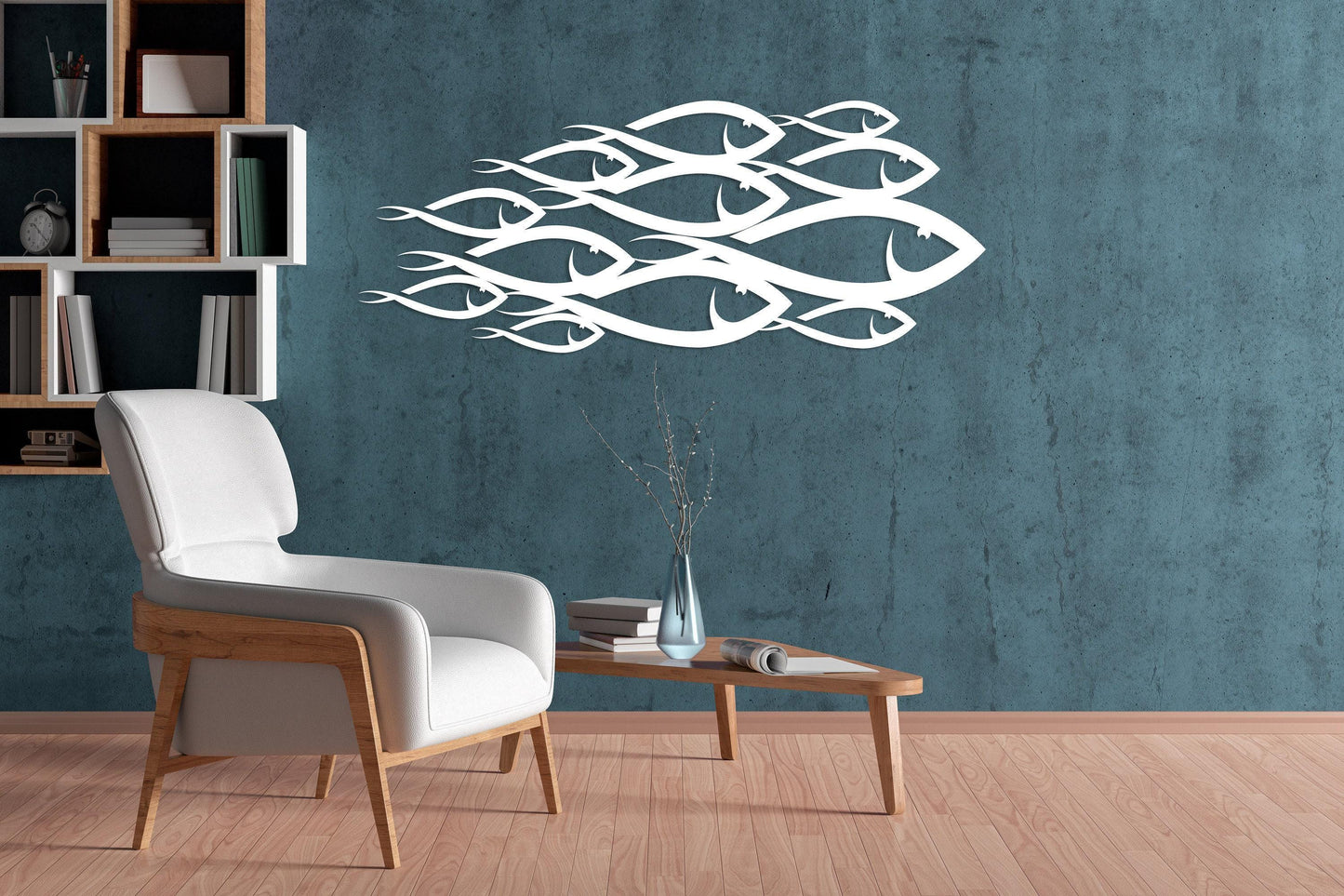School of Fish Metal Wall Art, Unique Home Decor, Interior Wall Art, Family Fish Decor, Nautical Wall Decor, Large Sign, Housewarming Gift