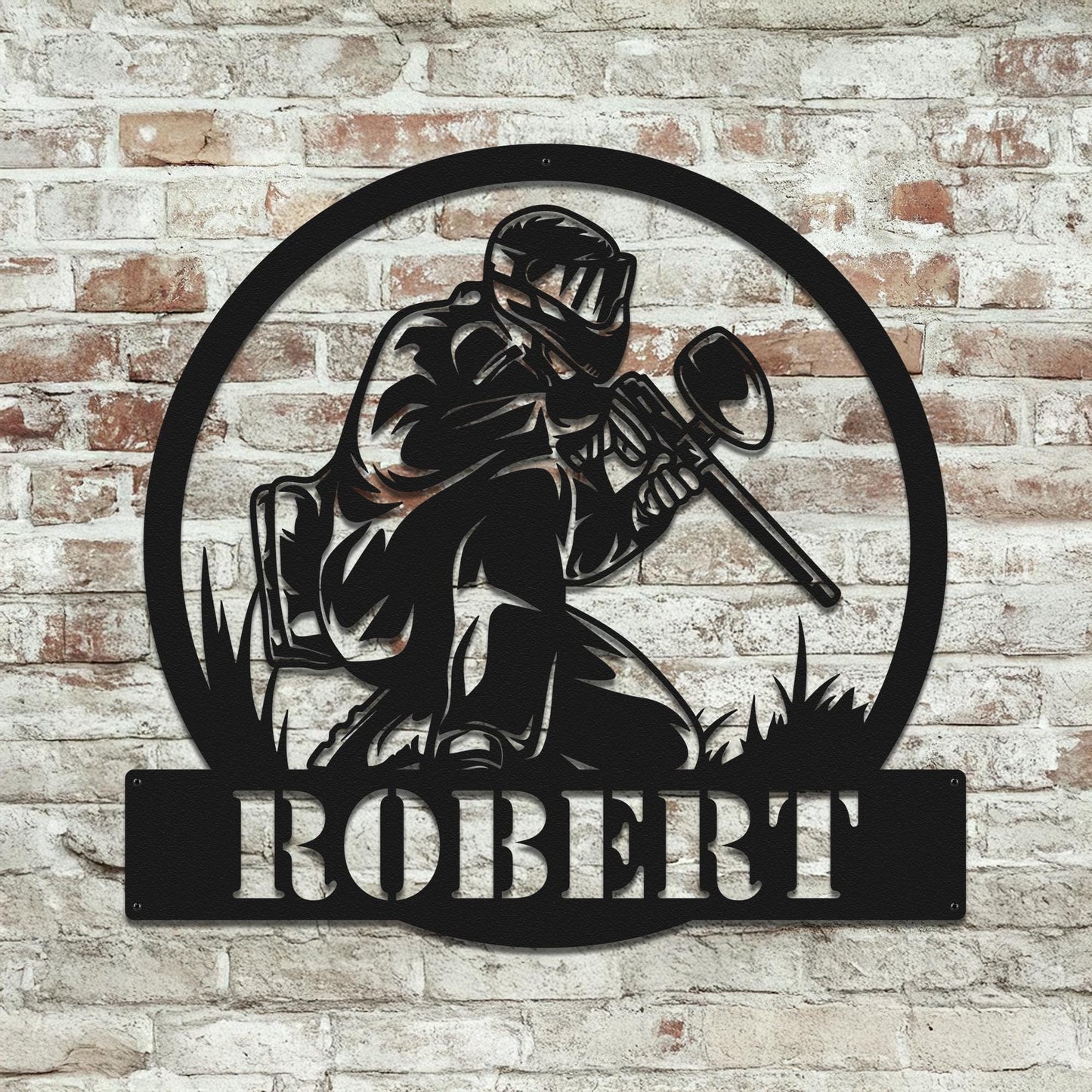 Rustic Paintball Metal Sign - Custom Player Wall Art with Name, Personalized Sports Room, Garage or Man Cave Decor, Gift for Paintball Lover