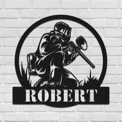 Rustic Paintball Metal Sign - Custom Player Wall Art with Name, Personalized Sports Room, Garage or Man Cave Decor, Gift for Paintball Lover