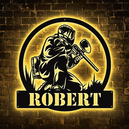 Rustic Paintball Metal Sign - Custom Player Wall Art with Name, Personalized Sports Room, Garage or Man Cave Decor, Gift for Paintball Lover