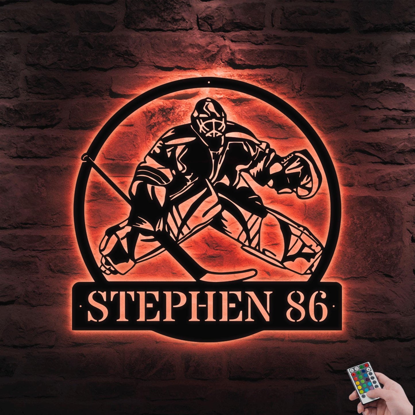 Custom Hockey Goalie LED Metal Wall Art - Personalized Hockey Name Sign, Sports Wall Decor, Man Cave or Game Room Sign, Gift for Dad