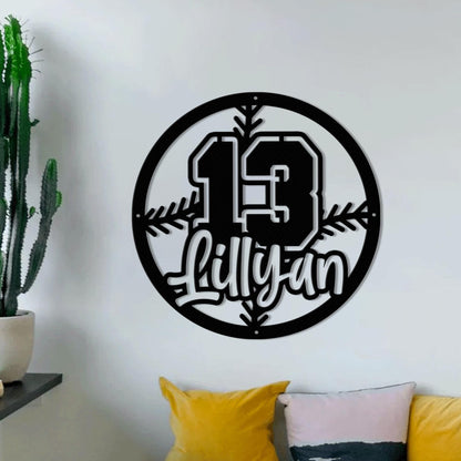 Personalized Baseball Metal Sign with LED Light - Custom Kid Name Wall Art, Sports Room or Game Room Decor, Gift for Baseball Player