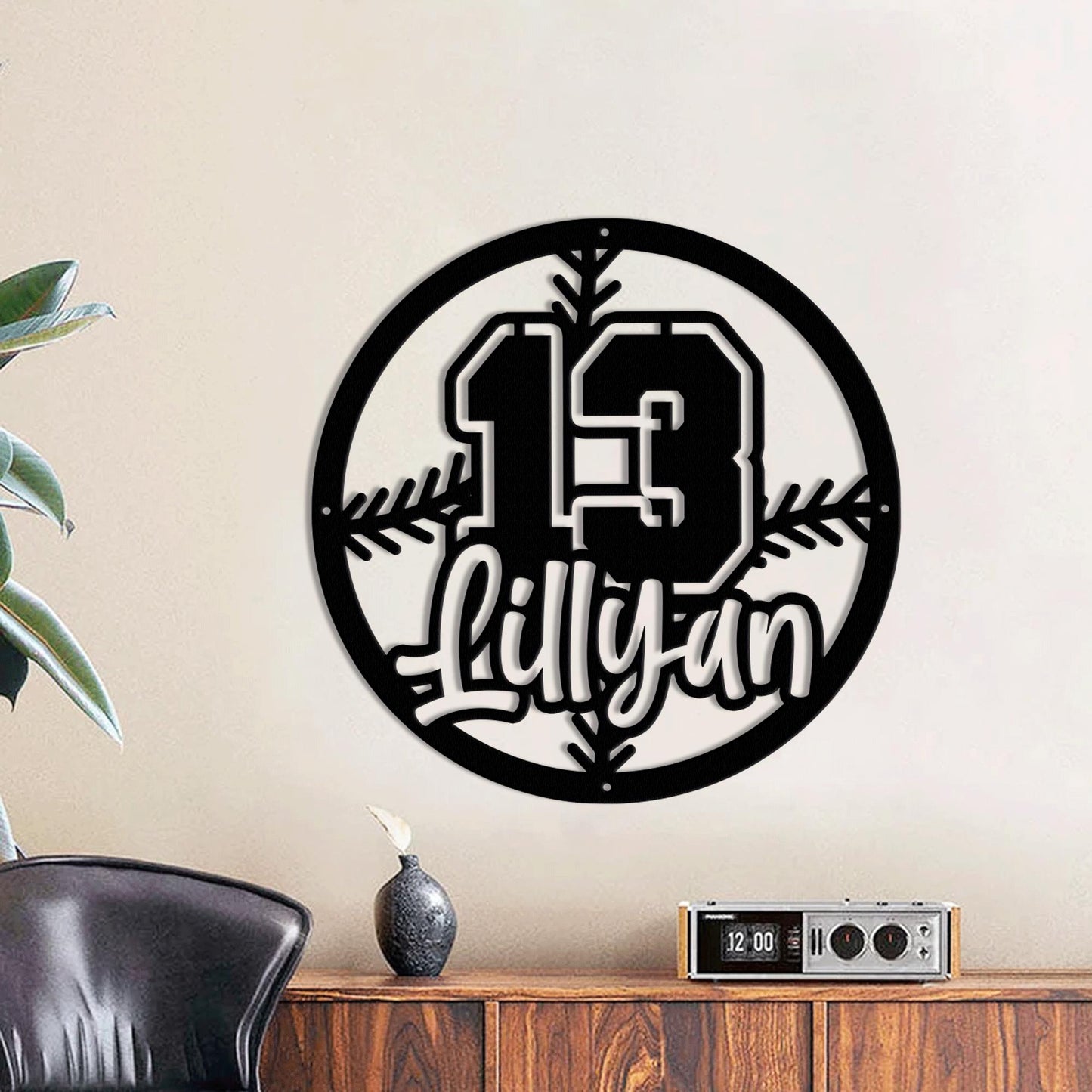 Personalized Baseball Metal Sign with LED Light - Custom Kid Name Wall Art, Sports Room or Game Room Decor, Gift for Baseball Player