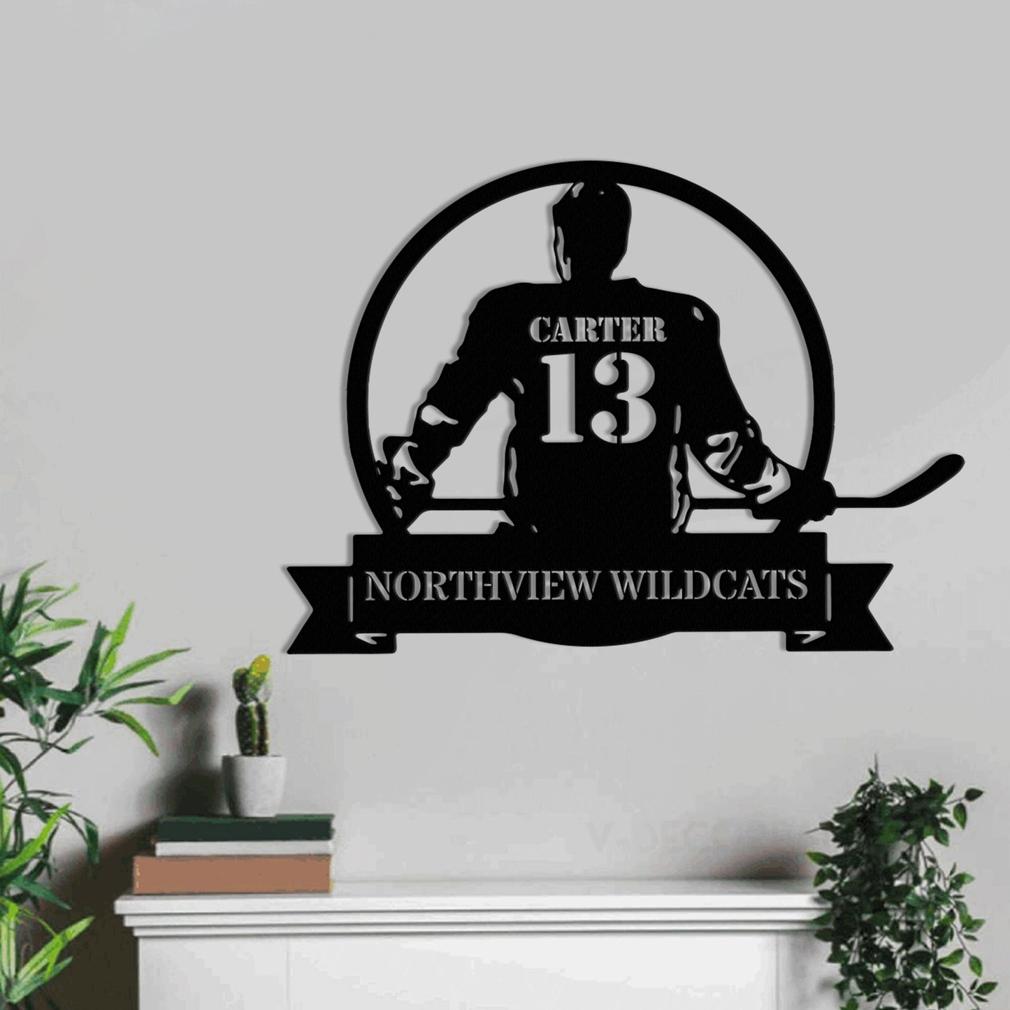 Personalized Hockey Metal Sign with LED Light - Custom Name Wall Art for Hockey Room, Man Cave, or Sports Room, Gift for Him