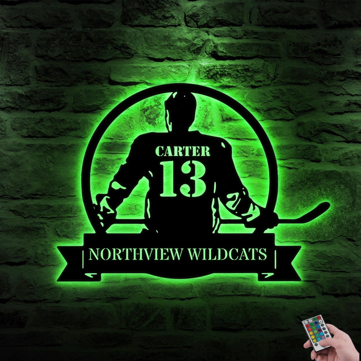 Personalized Hockey Metal Sign with LED Light - Custom Name Wall Art for Hockey Room, Man Cave, or Sports Room, Gift for Him