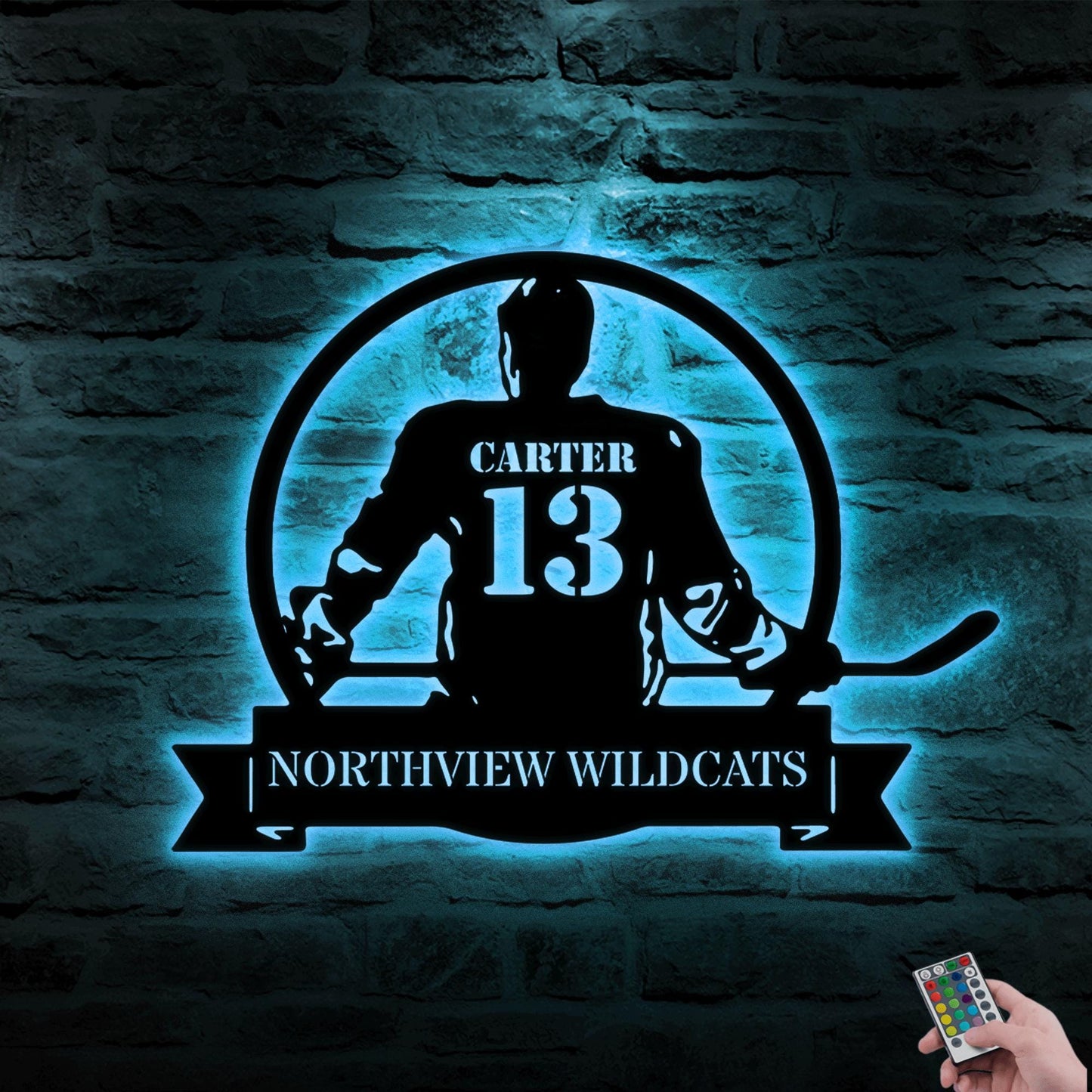 Personalized Hockey Metal Sign with LED Light - Custom Name Wall Art for Hockey Room, Man Cave, or Sports Room, Gift for Him