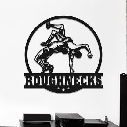 Custom Wrestling Sign - Metal Wall Art LED Light, Wrestler Name Sign, Wrestling Coach Gift, Birthday Gift for Dad, Sports Sign Home Decor