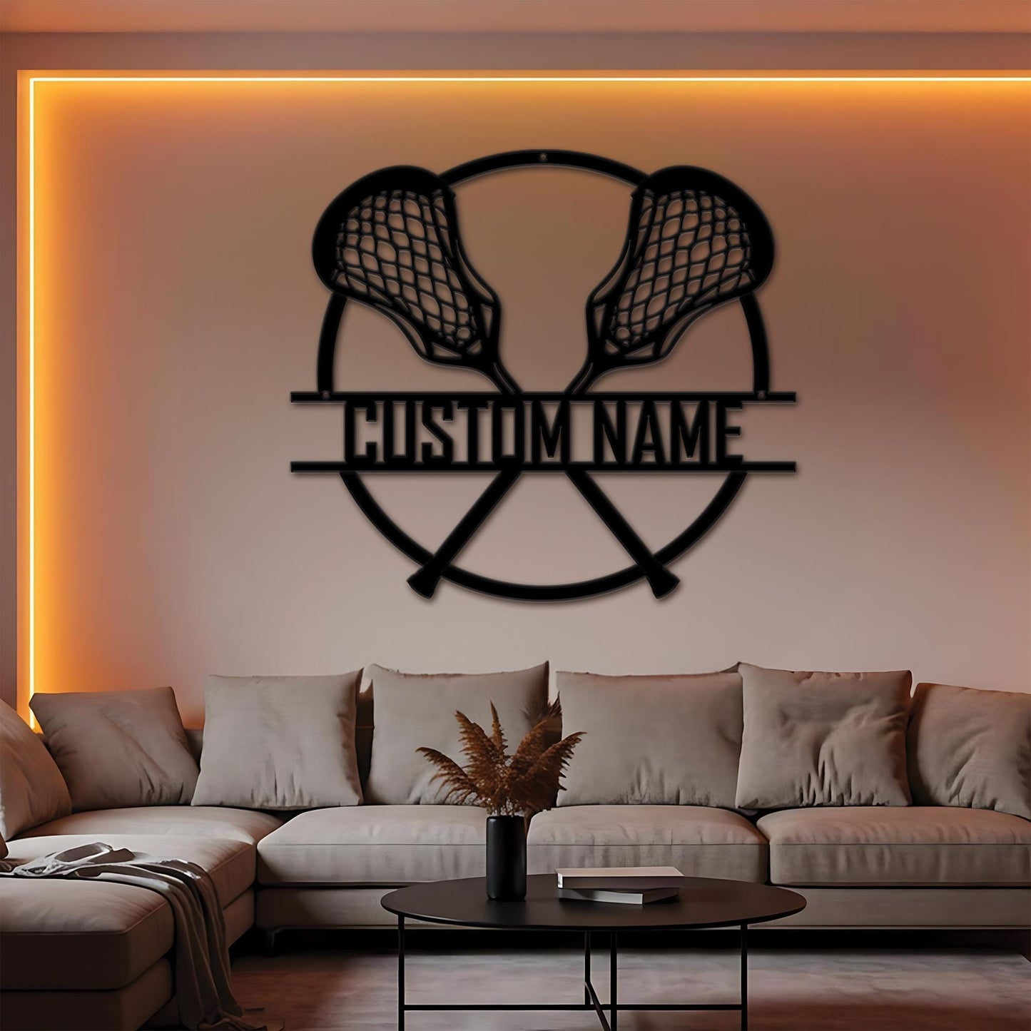 Lacrosse Led Metal Wall Art - Custom Name Sign with Sticks Design, Personalized Sports Room Decor, Gift for Lacrosse Players & Coaches