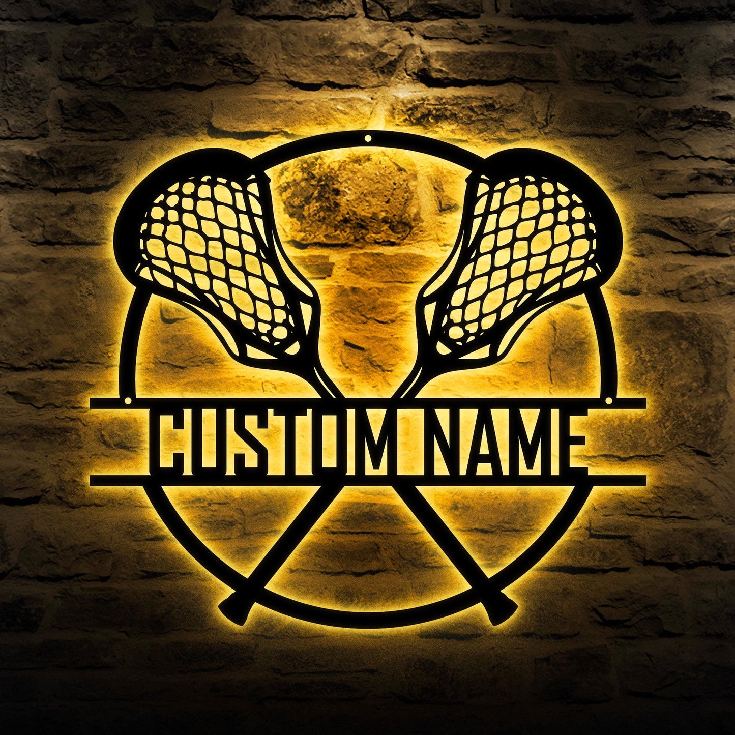Lacrosse Led Metal Wall Art - Custom Name Sign with Sticks Design, Personalized Sports Room Decor, Gift for Lacrosse Players & Coaches