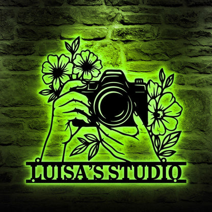 Photography Studio Metal Sign - Custom Camera Design Wall Art, Personalized Photographer Gift, Studio or Office Wall Decor