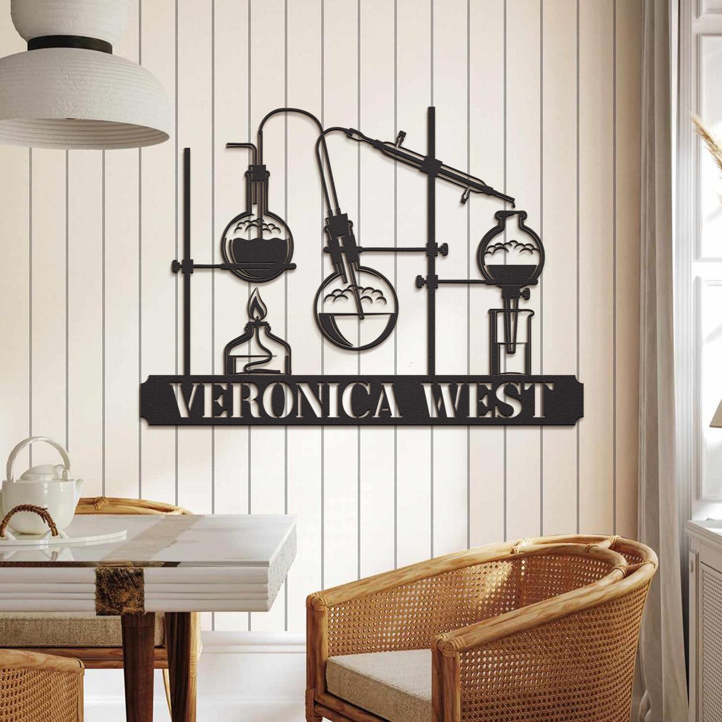 Chemistry Lab Wall Art - Custom Name Metal Sign, Teacher Door Hanger, Personalized Gift for Science Teachers, Students or Researchers