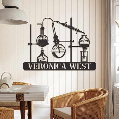 Chemistry Lab Wall Art - Custom Name Metal Sign, Teacher Door Hanger, Personalized Gift for Science Teachers, Students or Researchers