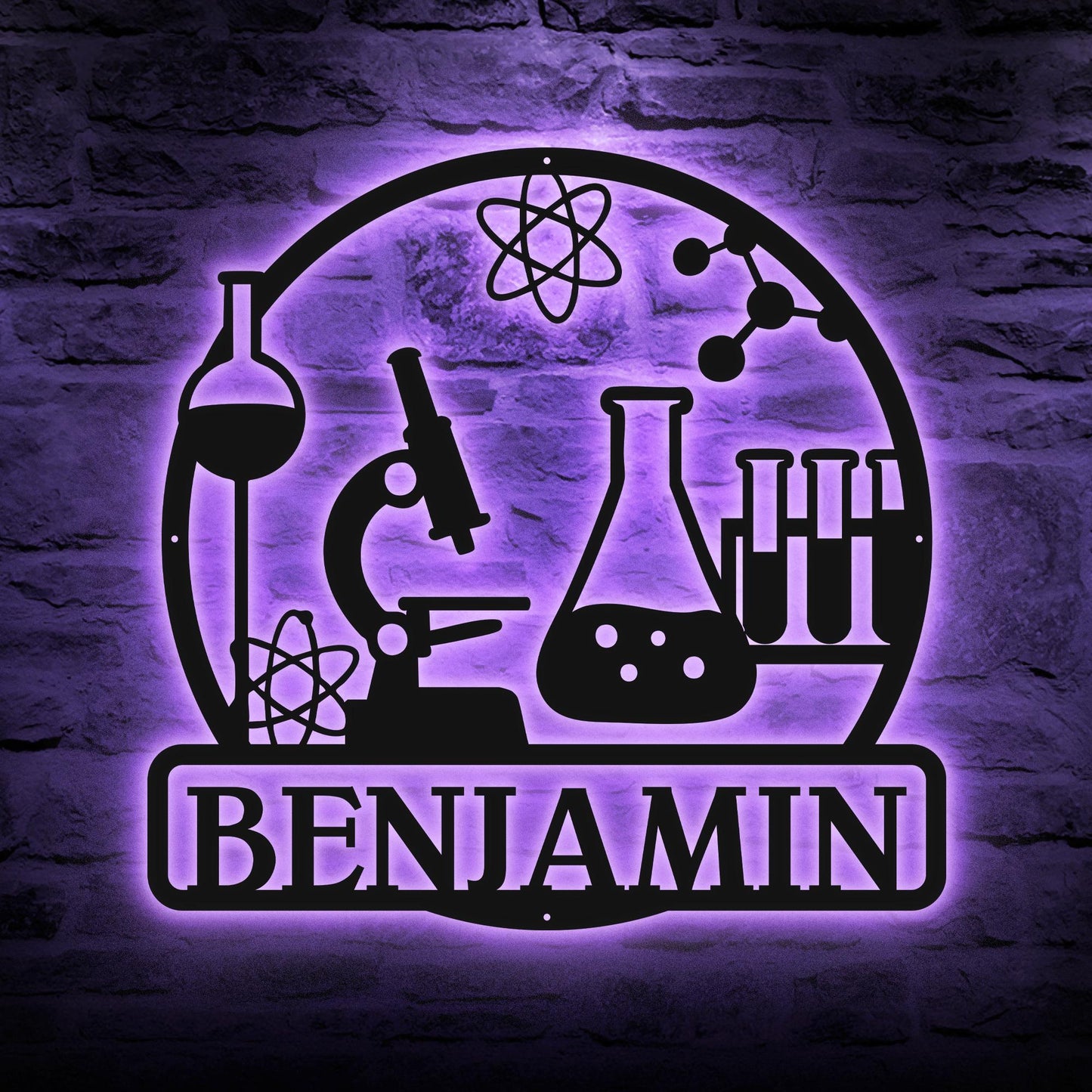 Science Lab led Sign - Personalized Metal Wall Art for Chemistry Teachers or Students, Unique Classroom or Laboratory Decoration