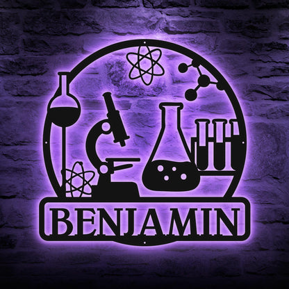 Science Lab led Sign - Personalized Metal Wall Art for Chemistry Teachers or Students, Unique Classroom or Laboratory Decoration