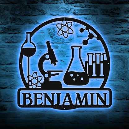Science Lab led Sign - Personalized Metal Wall Art for Chemistry Teachers or Students, Unique Classroom or Laboratory Decoration