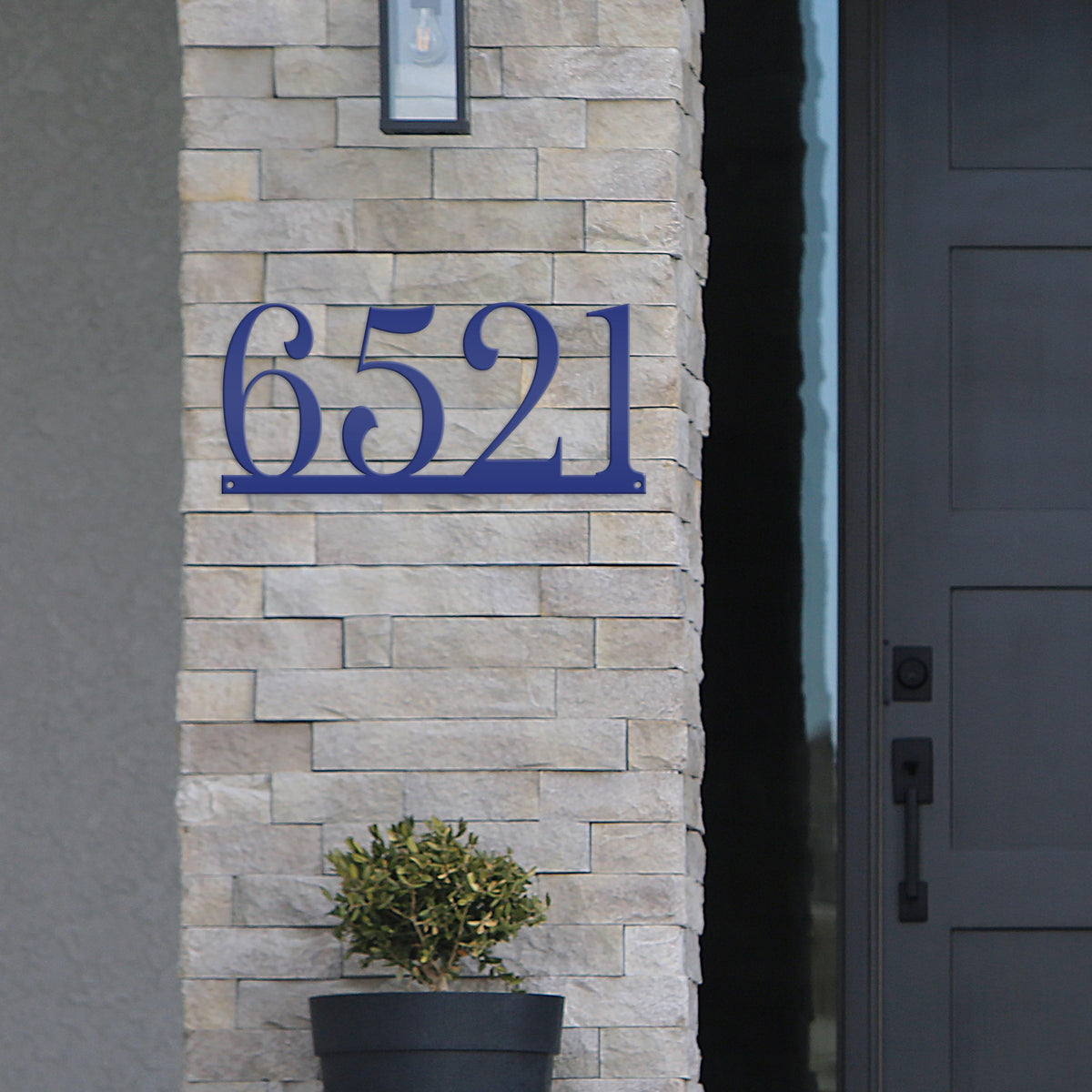 Custom House Address Sign with Metal Numbers: Decorative Outdoor Plaque