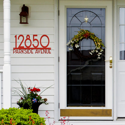 Metal Address Sign - Art Deco House Numbers -Front Porch Decor - Realtor Closing Gift - Unique Mailbox House Numbers - Outdoor Decor