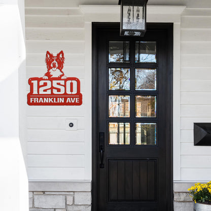 Unique Personalized Pet Address Plaque - Dog Owner Gift - Border Collie Front Porch Decor - Custom House Number Signs - Housewarming Gifts