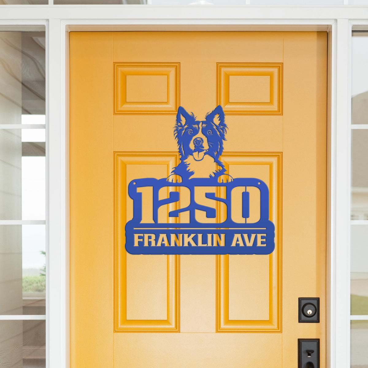 Unique Personalized Pet Address Plaque - Dog Owner Gift - Border Collie Front Porch Decor - Custom House Number Signs - Housewarming Gifts