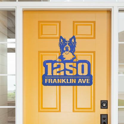 Unique Personalized Pet Address Plaque - Dog Owner Gift - Border Collie Front Porch Decor - Custom House Number Signs - Housewarming Gifts