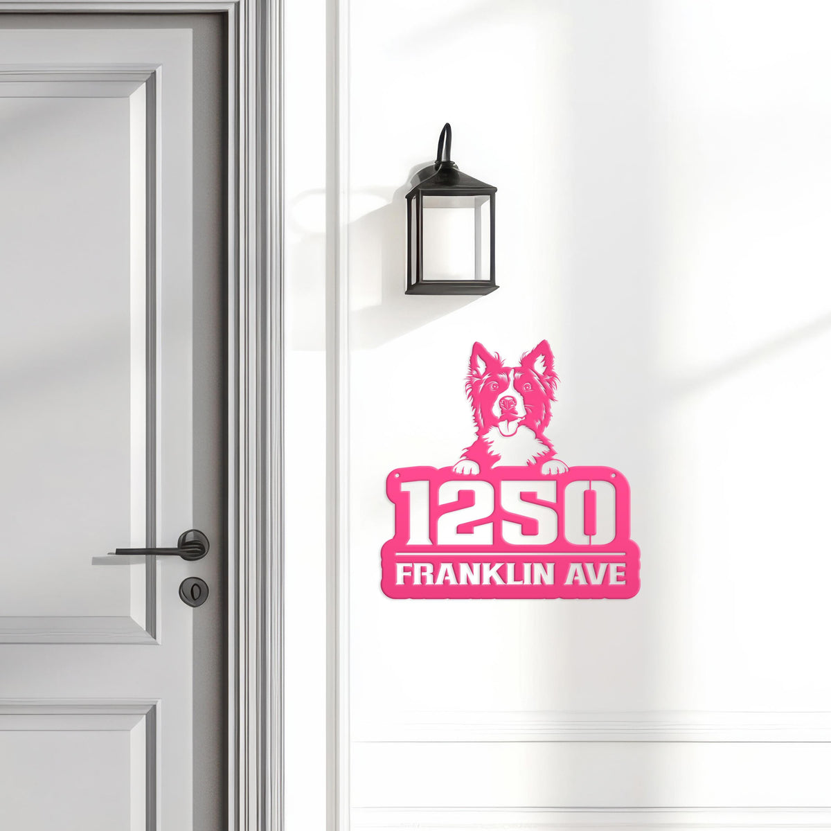 Unique Personalized Pet Address Plaque - Dog Owner Gift - Border Collie Front Porch Decor - Custom House Number Signs - Housewarming Gifts