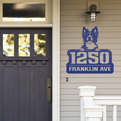 Unique Personalized Pet Address Plaque - Dog Owner Gift - Border Collie Front Porch Decor - Custom House Number Signs - Housewarming Gifts