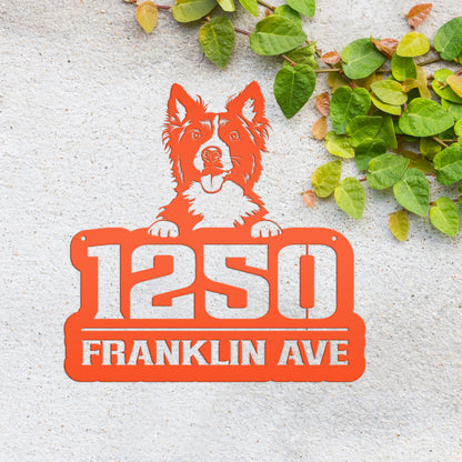 Unique Personalized Pet Address Plaque - Dog Owner Gift - Border Collie Front Porch Decor - Custom House Number Signs - Housewarming Gifts