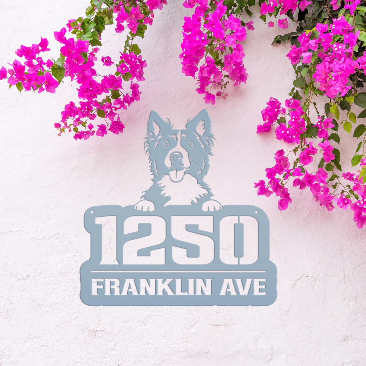 Unique Personalized Pet Address Plaque - Dog Owner Gift - Border Collie Front Porch Decor - Custom House Number Signs - Housewarming Gifts