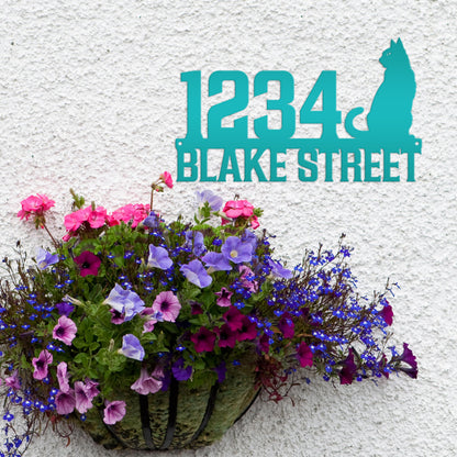 Custom Cat House Numbers Plaque - Charming Address Sign for Cat Lovers - Personalized Front Porch Decor - Cute Address Number & Street Name