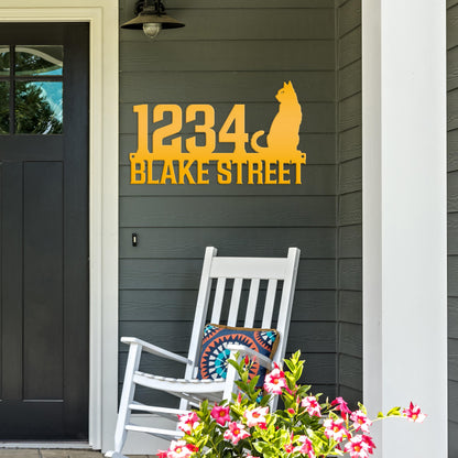 Custom Cat House Numbers Plaque - Charming Address Sign for Cat Lovers - Personalized Front Porch Decor - Cute Address Number & Street Name